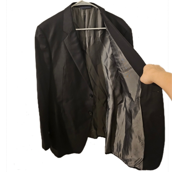 Armani Collezioni Black Silk Wool Blend Blazer Mens Suit Jacket Size 44L - Picture 3 of 10